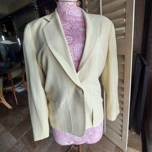 VTG Giorgio Armani Le Collezioni Italy sz 12 Beige cream pinstripe Blazer Jacket